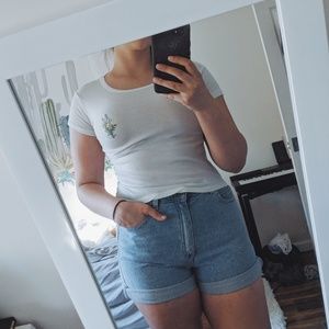 White Tee with Floral Detail